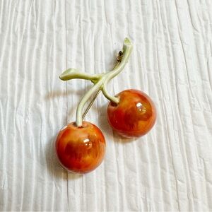 Vintage Signed HAR Enamel Cherry Pin